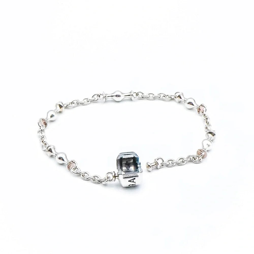 PANDORA FIVE STATION CLIP CAPTURE STERLING SILVER BRACELET WITH PANDORA CLASP - Picture 2 of 5